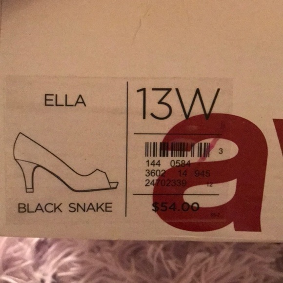 New Ella Black Snake print open toe heels size 13w - Picture 3 of 7